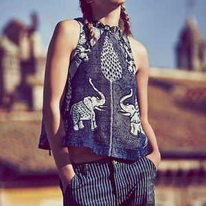 Free People Blue Elephant Top